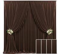 4 Panels Brown Backdrop Curtain for Parties Wedding Wrinkle Free Brown Photo Curtains Backdrop Drapes Fabric Decoration for Birthday Party Baby Shower 20ft(W) x 10ft(H)