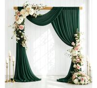 4 Panels Emerald Green Wedding Arch Draping Fabric 29" X 20FT Sheer Chiffon Drapes Bridal Baby Shower Backdrop for Wedding Ceremony Decorations Curtains Arch Drapery Ceiling Stage Party Decor
