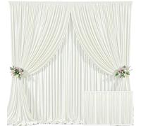 4 Panels Ivory Backdrop Curtain for Wedding Parties Wrinkle Free Ivory Photo Curtains Backdrop Drapes Fabric Decoration for Baby Shower Photoshoot 20ft(W) x 10ft(H)