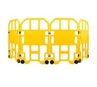 4 Panels Mobile Safety Barrier 7.87FT Foldable Security Sign High Visibility Caution Gate for Crowd Control Restricted Area Pedestrian Safety