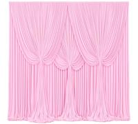 4 Panels Pink Backdrop Curtains for Wedding Party Wrinkle Free Backdrops Curtain Drapes Fabric Decorations Photo Back Drop Cloth for Baby Shower Photography Stage Reception 20ft(W) x 12ft(H)