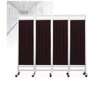 4 Panels Rolling Medical Privacy Screen With Wheels, 6ft High Foldable Room Divider Temporary Fence, Removable Nylon Silk Fabric(Brown)