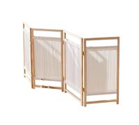 4 Panels Short Room Divider,Hollow Partition Screen,Foldable Linen Fabric Room Partitions,Block the Sun for Kindergarten Bedroom(Color 1)