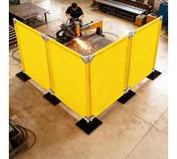 4 Panels Welding Screen, High Visibility Heavy Duty Safety Barriers with Stainless Steel Frame, Flame-Resistant Welding Protection Curtain for Workshop Industrial(Yellow 58 x 150 cm,1 Pack)
