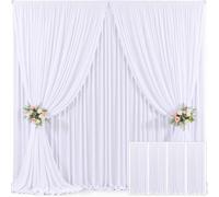 4 Panels White Backdrop Curtain for Parties Wedding Wrinkle Free White Photo Curtains Backdrop Drapes Fabric Decoration for Baby Shower 20ft(W) x 10ft(H)