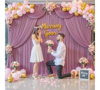4 Panels Wrinkle Free Dusty Pink Backdrop Curtain for Wedding Party, 20ft x 10ft Fabric Photo Backdrop Drapes Back Drop Cloth for Birthday Bridal Shower Baby Shower Photography Background Curtain