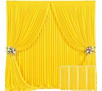 4 Panels Yellow Backdrop Curtain for Parties Wrinkle Free Lemon Yellow Photo Curtains Backdrop Drapes Fabric Decoration for Birthday Party Wedding Baby Shower 20ft(W) x 10ft(H)