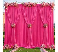 4 Panles Hot Pink Backdrop Curtains - Wrinkle Free Fabric Backdrop Curtain for Photoshoot,10FT Wedding Party Photo Backdrop Drapes for Birthday Baby Shower Photography Stage Background Decorations