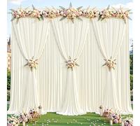 4 Panles Ivory Backdrop Curtains - Wrinkle Free Fabric Backdrop Curtain for Photoshoot, 10FT Wedding Party Photo Backdrop Drapes for Birthday Baby Shower Photography Stage Background Decorations
