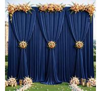 4 Panles Navy Blue Backdrop Curtains - Wrinkle Free Fabric Backdrop Curtain for Photoshoot, 10FT Wedding Party Photo Backdrop Drapes for Birthday Baby Shower Photography Stage Background Decorations