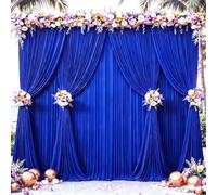 4 Panles Royal Blue Backdrop Curtains - Wrinkle Free Fabric Backdrop Curtain for Photoshoot, 10FT Wedding Party Photo Backdrop Drapes for Birthday Baby Shower Photography Stage Background Decorations