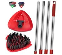 4 Part Stainless Steel Spin Mop Handles, Mop Base & Upgrade Scrub Brush Combo for Ocedar EasyWring 1 Tank Spin Mop System, Mop Handle Mop Base & Brush Set for O Cedar Mop, Universal Thin Screw Joints