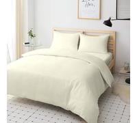 4 Pc Bedding Set Duvet Cover Fitted Sheet And 2x Matching Pillow cases 100% Egyptian Cotton Available In 11 Vibrant Colours Single Double King Super King (Cream, Single)