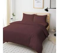 4 Pc Bedding Set Duvet Cover Fitted Sheet And 2x Matching Pillow cases 100% Egyptian Cotton Available In 11 Vibrant Colours Single Double King Super King (Chocolate, Single)