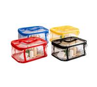 4 PC Clear PVC Toy Storage Bag with Handle,Waterproof Zipper Organizer, Ideal for Toys, Travel, Toiletries, Blocks, Puzzle, Stationery, Game Storage Bags,9.2x6.7x4.5 Inch