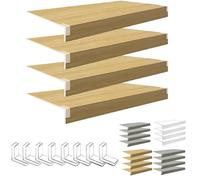 4-PC Faux Wood Pantry Shelf Covers - 38x18 & 23x18 Wire Rack Toppers with Corner Guards | Rustic Kitchen Organization & Home Decor Upgrade