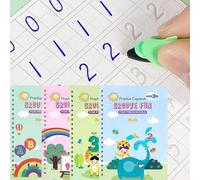 4 PC Reusable Grooved Writing Books for Kids, Magic Workbook,Reusable Handwriting Practice Book for Kids,Groovd Kids Writing Preschool
