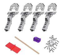 4-Pc Soft-Close Stainless Steel Concealed Inset Cabinet Hinges (35mm, 105-Degree)