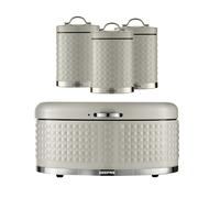 4 Pc Tea Coffee Sugar 1.3L Canister & 9L Bread Bin Set Geepas Cream One Size