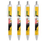 4 PCS 0.5mm Retractable Gel Pen Smooth Liquid Black Ink Cartoon Hotpot Doodle Rollerball Pens with Ergonomic Comfort Grip Quick-Dry & Smudge-Free Refillable Office Writing Pens for Professionals