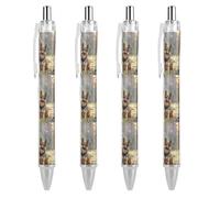 4 PCS 0.5mm Retractable Gel Pen Smooth Liquid Black Ink German Shepherd Dogs Rollerball Pens with Ergonomic Comfort Grip Quick-Dry & Smudge-Free Refillable Office Writing Pens for Professionals