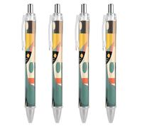 4 PCS 0.5mm Retractable Gel Pen Smooth Liquid Black Ink Mid-Century Modern Art Cat Rollerball Pens with Ergonomic Comfort Grip Quick-Dry & Smudge-Free Refillable Office Writing Pens for Professionals