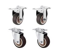 4 Pcs 1/1.25 Inch Caster Wheels Furniture Castor, Small Universal Swivel TPR Rubber Flat Bottom For Table Cabinets for Furniture(1.25 inch,2 Fixed 2 Universal)