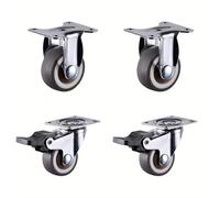 4 Pcs 1.25" Heavy Duty Caster Wheels - TPR Rubber Flat Bottom Wheels with 2 Fixed & 2 Brake - Fur Wheels for Furniture Cart and Appliance Mobility