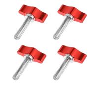 4 PCS 1/4"-20 X 1 Thread Thumb Screws with Red Adjustable Tee Wing Aluminum Knob, Stainless Steel Thumbscrew Standard/Coarse Thread for Remove Replace Hand Clamping Tightening Knob Power Supply