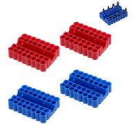 4 Pcs 1/4" Hex Shank Screwdriver Bit Holder, 32 Holes Plastic Organiser Block with Secure Grip, Compact Storage for 6.35mm Drill Bits, Portable Tool Box Insert to Prevent Losing Bits