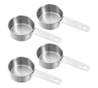 4 Pcs 1/4 Inch Cup Scoop, 60 ml Stainless Steel Measuring Cup Inner Scale Metal Liquid Measuring Scoop 2 oz Cups for Coffee, Cooking, Baking, Kitchen Wet and Dry Ingredients, Dishwasher Safe