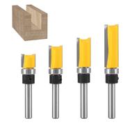 4 Pcs 1/4 Inch Shank Flush Trim Pattern Bit Set,1/4 router bit,Straight Flush Trim Tools with Bearing,Professional Woodworking Template Cutter,Solid Tungsten Steel for Edge,Groove,3D Corner Processing