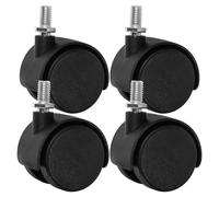 4 Pcs 1.5 Inch Swivel Casters with Metric Threaded Rod M8 and Locking Brake Plastic Table Caster Wheels for Furniture and Equipment, for Laundry Baskets and Metal Racks with Floor