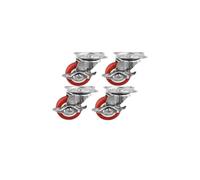 4 Pcs 1.5" Swivel Brake Casters with Flat Side RollersDurable Red PVC Wheels for Coffee Tables Fur Furniture and HeavyDuty PulleysSmooth Mobility
