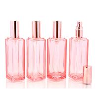 4 Pcs,1 Oz Pink Fine Mist Atomizer,Empty Glass Bottles With Rose-Golden Spray Pump Head,Protable Travel Liquid Cosmetic Containers for Perfume,Essential Oils-Pipette&Funnel Included