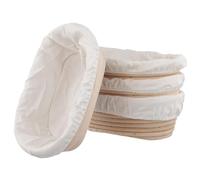 4 PCS 10 Inch Natural Rattan Bread Proofing Baskets, Oval Sourdough Proving Basket With Linen Liner for Artisan Baking