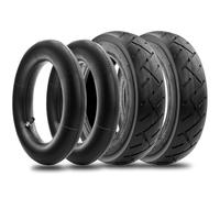 4 Pcs 10 x 2.125 Electric Scooter Replacement Tires Set, 10 inch Inner Tube Electric Scooter Outer Tire&Inner Tubes Double Thicken Inflatable Front/Rear Replacement Rubber Tires with 90° Valve Angle