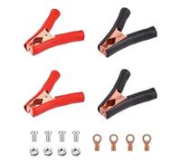 4 Pcs 100A Jump Lead Clamps, Heavy Duty Pure Copper Crocodile Clamps, Car Booster Cable Clips, Alligator Clips for Automotive, Electrical Projects, Voltage Testing (2 Red + 2 Black)