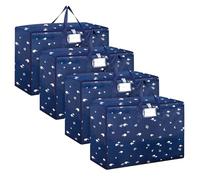 4 Pcs 105L Large Storage Bag, Large Moving Bag with Zips for Moving Storage Clothes Bedding Duvet Quilt Blankets Waterproof Moving Totes Christmas Storage Containers (Dark blue)