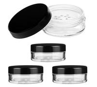 4 PCS 10ml/0.34oz Refillable Loose Powder Containers Face Powder Container Glass Refillable Box No Leak Holder Plastic Empty Travel Container Small Loose Powders Compact Case with Sifter Screw Lid