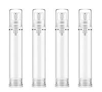4 Pcs 10ml Empty Airless Pump Bottles, Refillable Vacuum Cosmetic Container, Clear Travel Pump Bottles for DIY Foundation, Moisturiser, Gel, Lotion, Shampoo, Toiletry, Face Wash, Sunblock