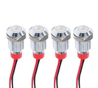 4 Pcs 10mm LED Indicator Lights AC/DC 12-24V IP65 Waterproof Metal Panel Signal Lamps with Rubber Ring for Industrial Electrical Equipment and DIY Appliances Flush Mount Design(Green)
