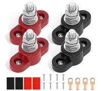 4 Pcs 12-48V Power Distribution Terminal Block 5/16" Versatile Stable Transmission Battery Junction Post for Auto Boat Marine Solar System Positive and Negative
