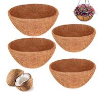 4 Pcs 12 In Hanging Basket Liner, Round Natural Coconut Fiber Planter Liners, Garden Wall Baskets Replacement Lining, Indoor Outdoor Flower Pot Decoration for Plants, Vegetables, Porch, Balcony, Patio