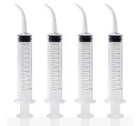 4 Pcs 12 ml Dental Syringe for Tonsil Stone Remover,Wisdom Tooth Syringe with Accurate Scale and Curved Tip,Oral Irrigator Syringes Disposable for Dental Care Lab, Small Pet Feeding