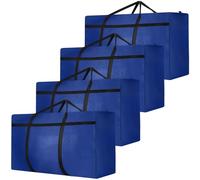 4 Pcs 120L Jumbo Moving Bag, Large Storage Bag Heavy Duty Moving Box with Reinforced Bottom & Wrap-Around Handles for Home, College Dorm Clothes Bedding Duvet Quilt Blankets Toys