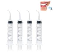 4 Pcs 12ML Dental Irrigation Syringe with Curved Tip, Wisdom Tooth Syringe, Stone Remover, Graduated Oral Care Syringes, For Mouth Rinsing, Pet Feeding, Safe Plastic for Hygiene and Versatility