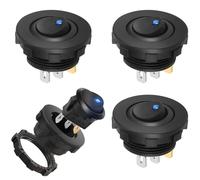 4 PCS 12V 20A Round Rocker Switch, Button On Off Toggle, 3 Pin with Housing and LED Indicator, Waterproof Lighted Rocker Switch for Car, Boat, Homehold Application