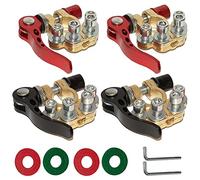 4 Pcs 12V/24V Battery Terminal Connectors, Quick Release Car Battery Terminals, 4 Way Positive and Negative Battery Connectors for Cars Trucks Ships Buses