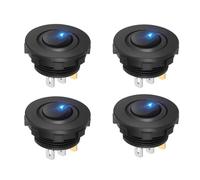 4 Pcs 12V 24V Round Rocker Switch ON OFF with LED Light Waterproof 3 Pins for Car Boat Battery Isolator Switch 20A SPST 22.8mmx36mm
